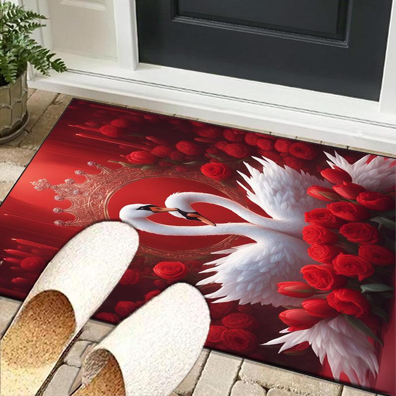 Swan And Lotus Fantasy Office Rug Chair Mat, Entryway Carpet, Suitable for Front Door, Bedroom, Living Room, Desk, Holiday Gift