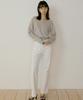 Lingseoul Merino Wool V-Neck Knit Top-Gray