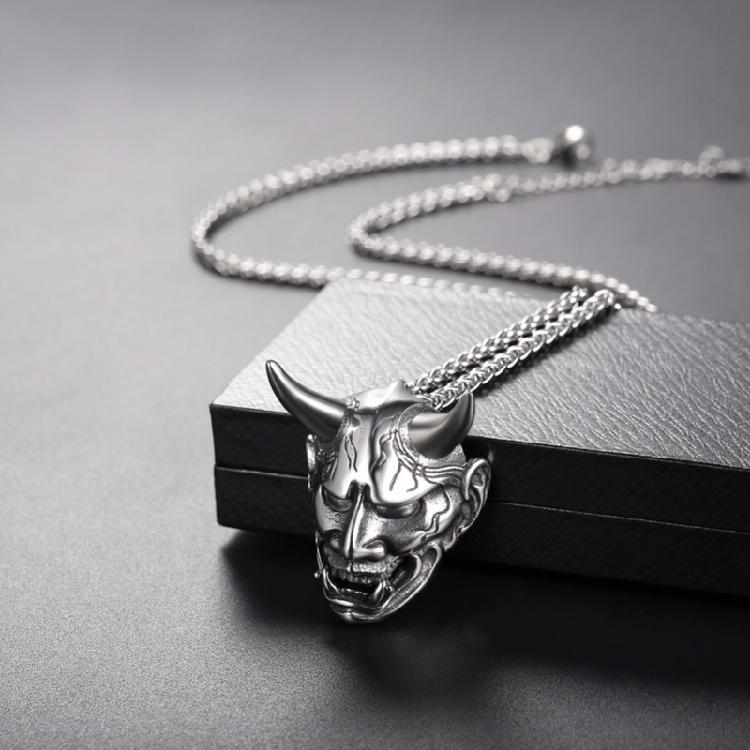 Fangs Demon for Head Pendant Necklace Hip-hop Pendant with Long Chain for Women