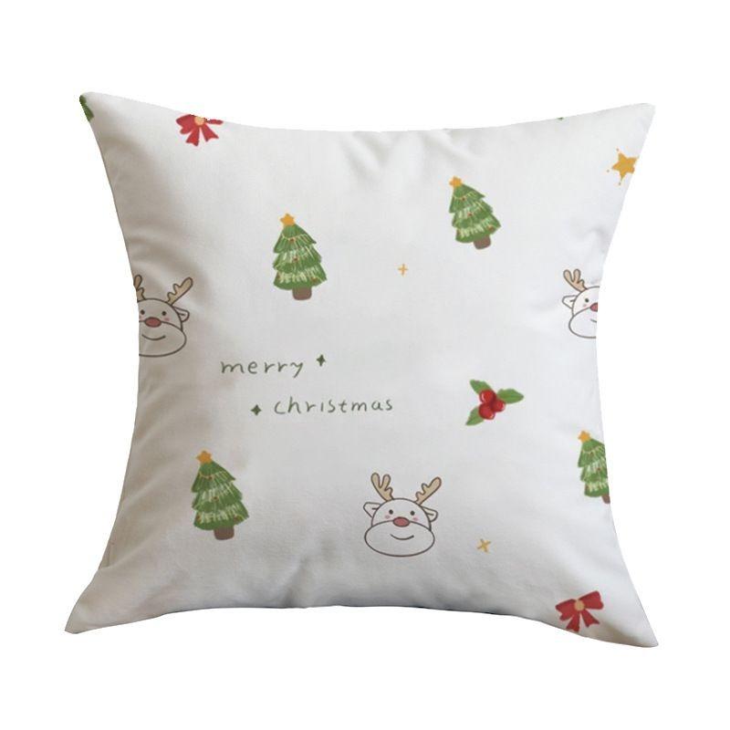 Merry Christmas Tree Throw Pillow Cover, Festive Embroidered Cushion Case for Home Decor