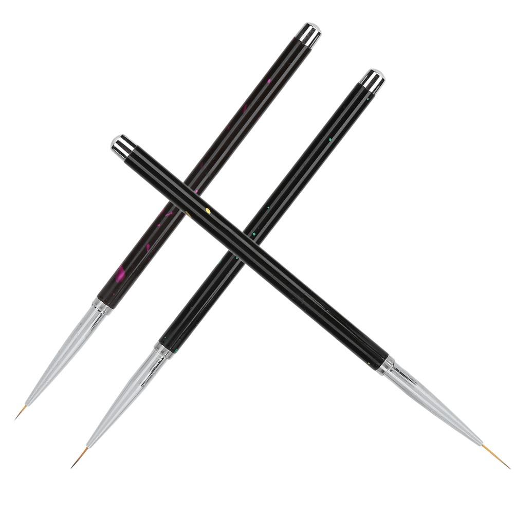 3PCS Black Nail Art DIY Brush Set Nylon Hair Nail Art Liner Brushes Home Salon
