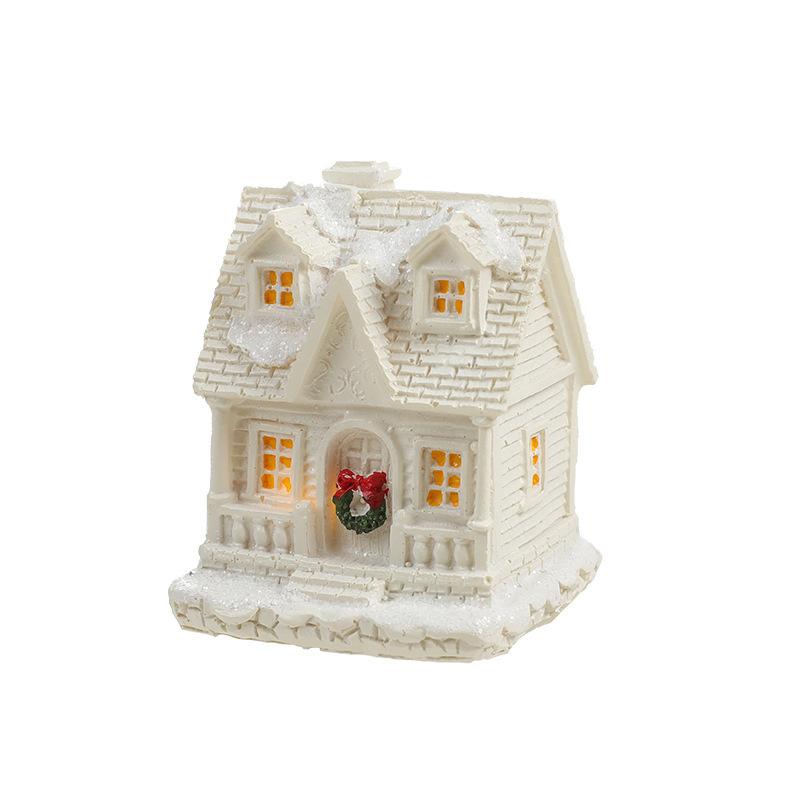 Resin White Glowing Snow House Small House Desktop Micro Landscape Small Ornament Christmas Cottage Christmas Gift (White,4.7*4.2*6cm) белый