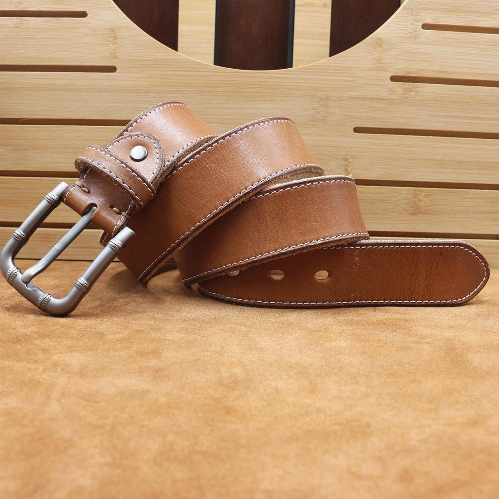 Vintage Herren Echtleder Gürtel mit modischer Schnalle, Oberste Schicht Rindsleder, Perfekt für Jeans