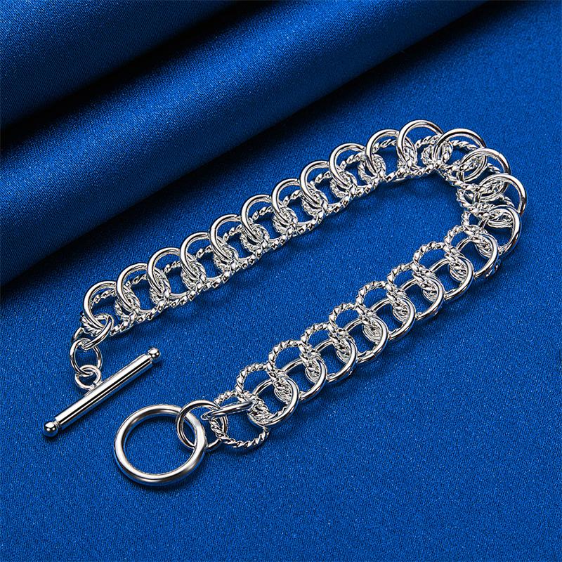 925 Sterling Silver 8-inch Exquisite Woven Bracelet for Men and Women, Party Fashion Gifts, Wedding Accessories, Jewelry