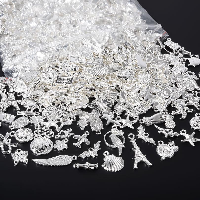 Bright Silver Color Random Mix Charm Hand Flamingo Animal Pendant Charms For Jewelry Making Supplies Handmade Bracelets Material
