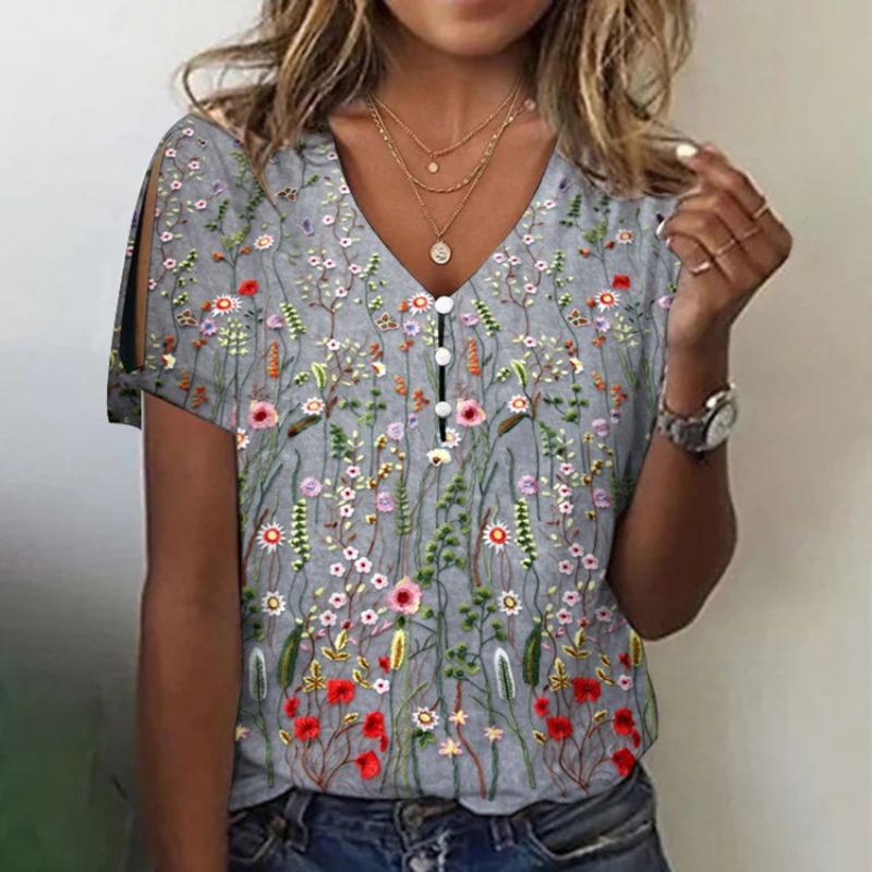 BITCED Women's Fashion Casual Short Sleeve V Neck Blouses & Shirts