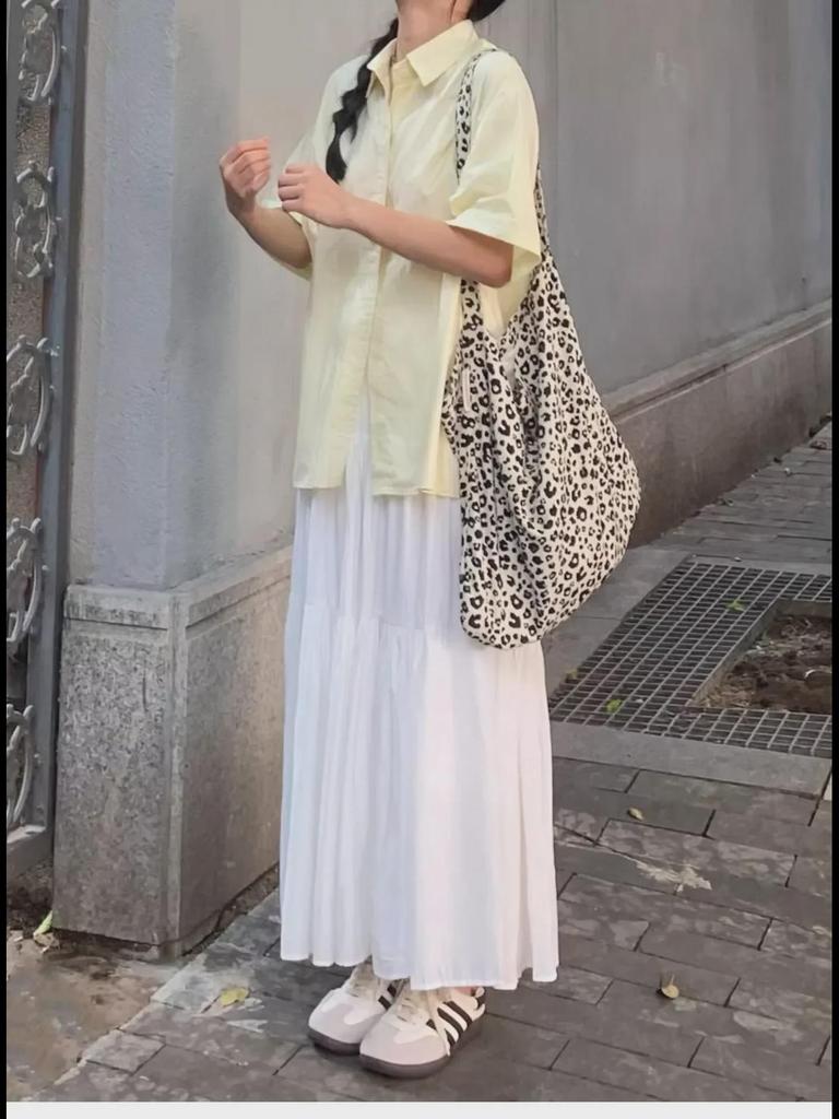 2024 Women's White A-Line Skirt: Spring/Summer High-End Spliced Design