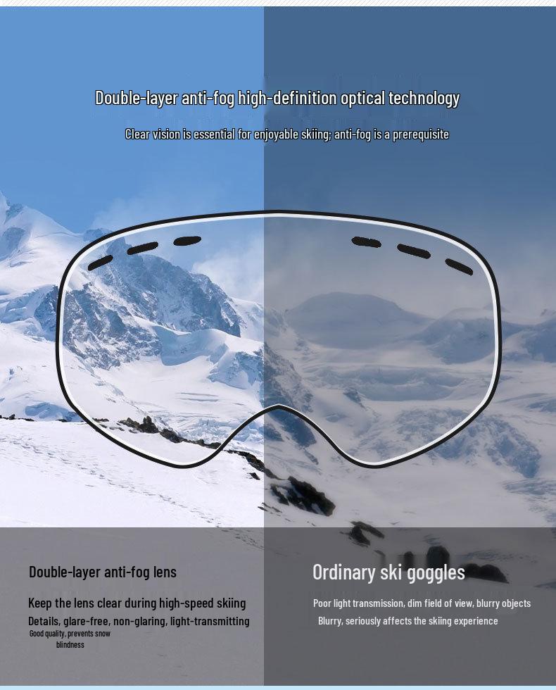 Unisex Anti-Fog HD Spherical Ski Goggles for Kids - Glasses Compatible