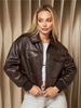 Women's 2025 Autumn Stylish Faux Leather Pilot Jacket with Large Pocket Detail