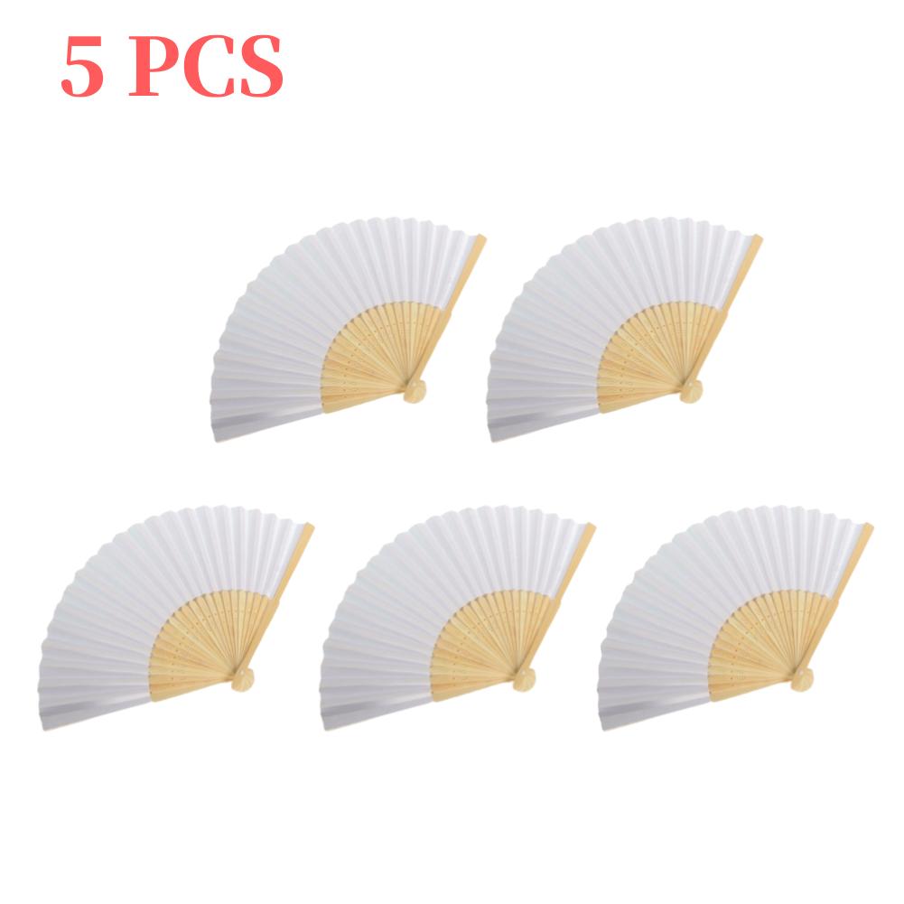 Blank White DIY Paper Decorative Fans Hand Practice Hand Held Fan Portable Hand-painted Elegant Creative for Dance Cosplay Props