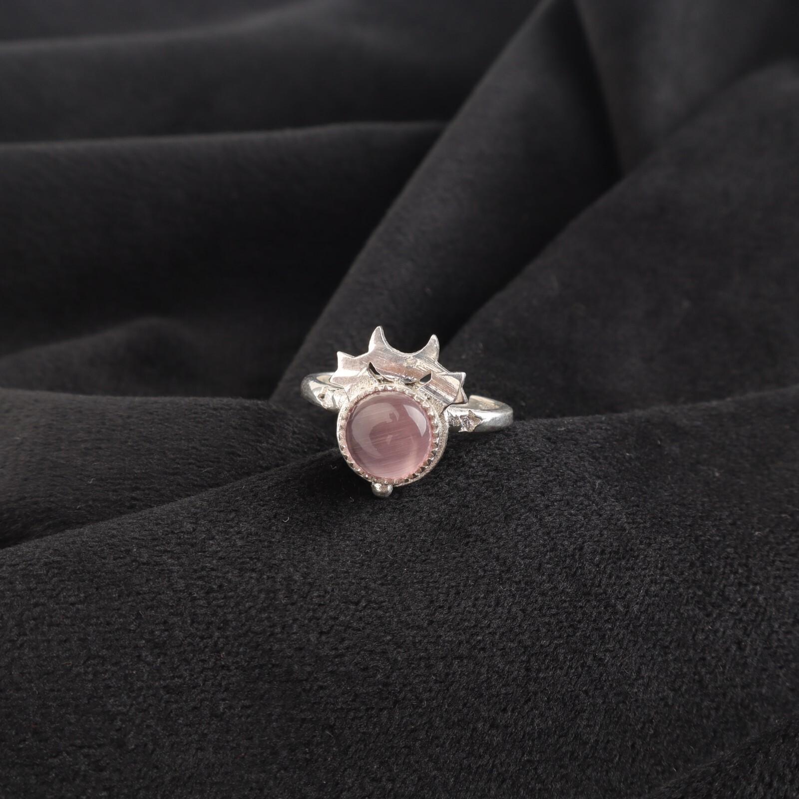 

Natural Purple Cat s Eye Gemstone 925 Sterling Silver Jewelry Handcrafted Ring RR-67-37 13