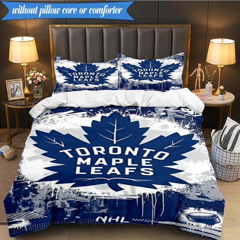 3PCS Toronto Leafs Logo Bedding Set,Including 1pc Duvet Cover And 2pcs Pillowcases Perfect for Bedroom, Dormitory, Fan Christmas Gift