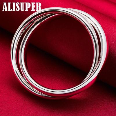 925 Sterling Zilver Gladde Dubbele Grote Ring Diameter 7cm Bangle Armband Sieraden