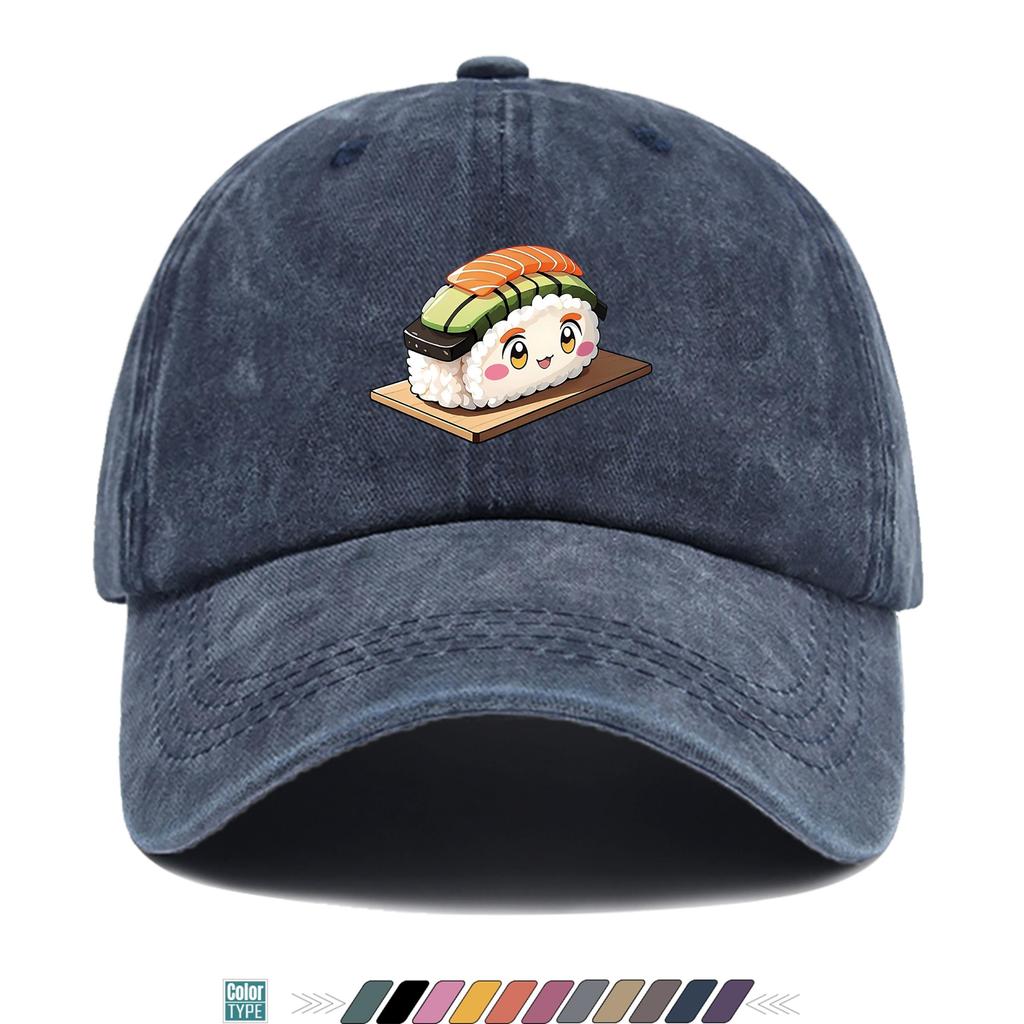 Pc Sushi Print Trucker Hat QuickDry Breathable SushiThemed Cap with Sushi Roll Unisex Adjustable Buckle Closure for Outdoo