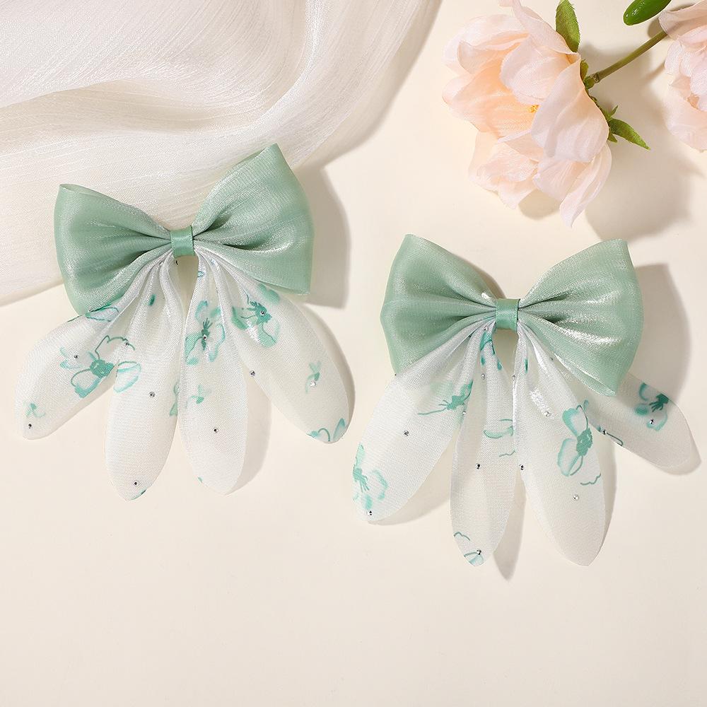 8PCS Fashionable Mesh Children Bow Hair Clip Double Layered Hair Accessory with Bangs and Headband Sweet Hair Clip Accessories