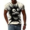 Fun Cat Pattern T-shirt, Men's Personalized Animal 3D Printed T-shirts, Round Neck Top