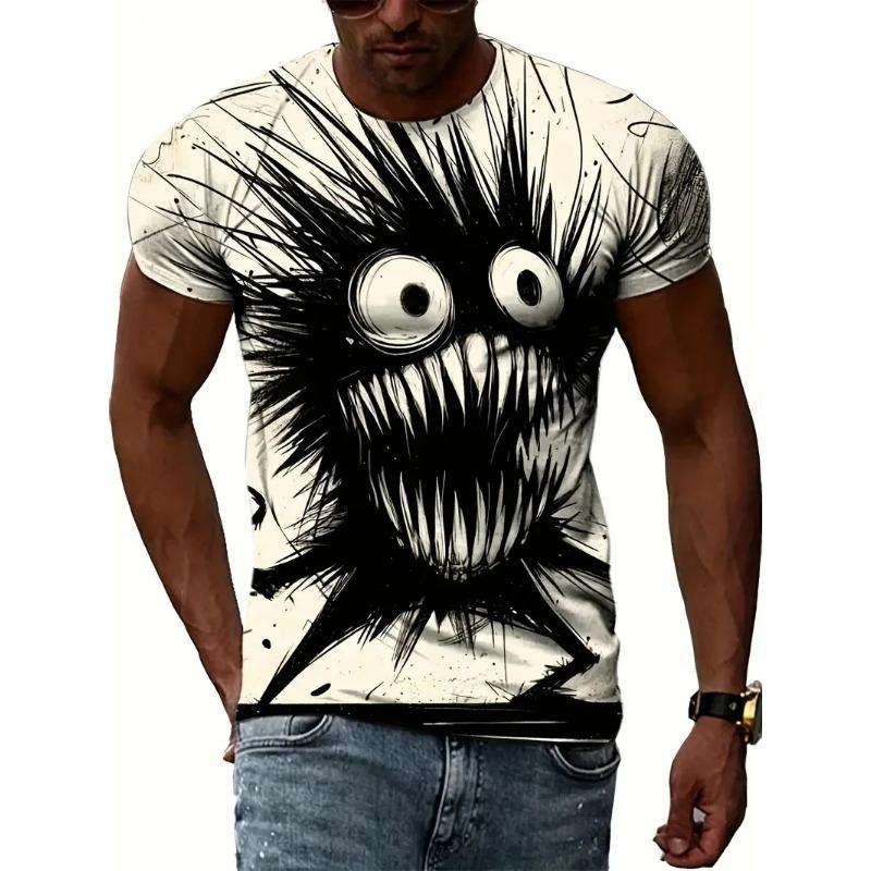 Fun Cat Pattern T-shirt, Men's Personalized Animal 3D Printed T-shirts, Round Neck Top