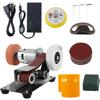Mini șlefuitor cu bandă Multifuncțional Polizor electric cu bandă 7 Viteze reglabile Zgomot redus Ascuțitor de cuțite la 15° Instrument de șlefuire Mașină mică de lustruit și șlefuit