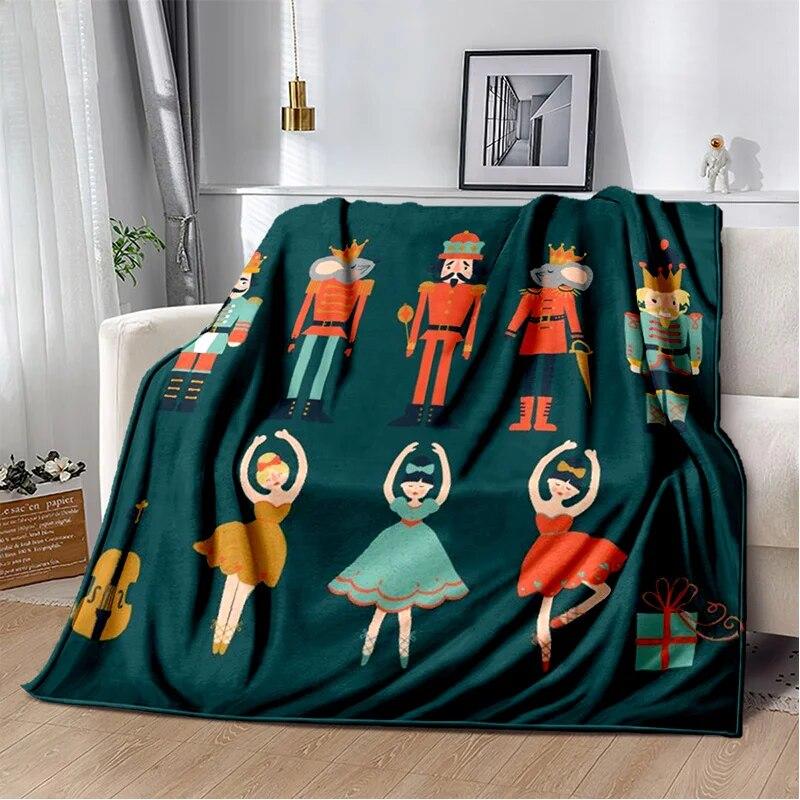 3D Nutcracker Christmas Tree Soft Plush Blanket,Flannel Blanket Throw Blanket for Living Room Bedroom Bed Sofa Picnic Cover Kids