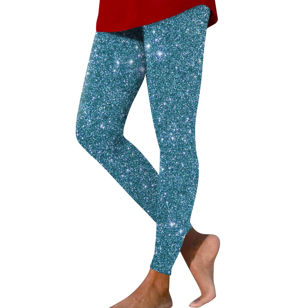 Damen Casual Fashion Outdoor Pailletten Schlanke elastische Yogahose Neun-Minuten-Hose