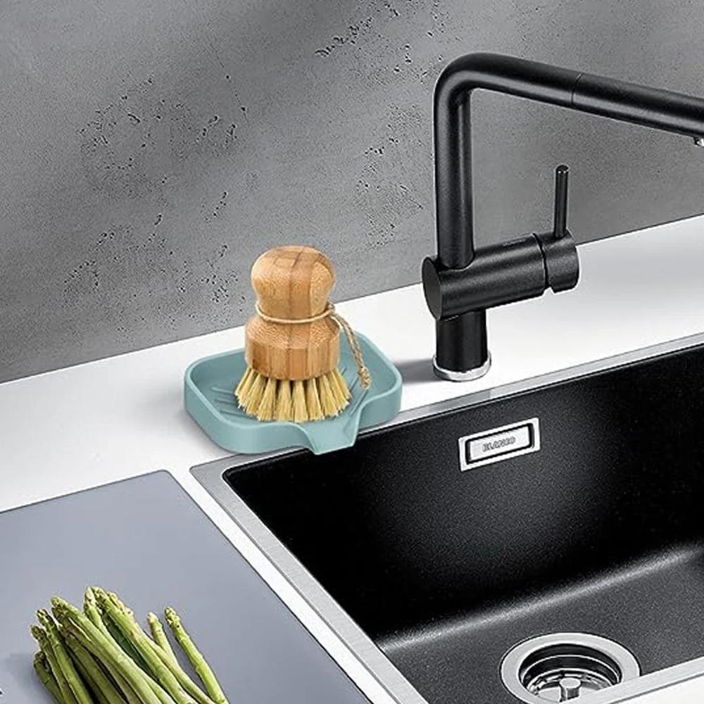 Simple Silicone Soap Tray with Drainage Holes for Kitchen Bathroom Sink Suit for Daily Use Storage