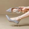 Bridal Wedding Shoes, Female Lead Wedding Dress, Pearl Straps, High-end Crystal Shoes, Usually Can Wear Silver High Heels, Not Tired Feet