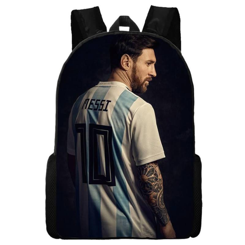2024 New Mbappe Messi Ronaldo Neymar Football Print Backpack Lunch Bag Pencil Case Set Durable Polyester Cute Geometric Design