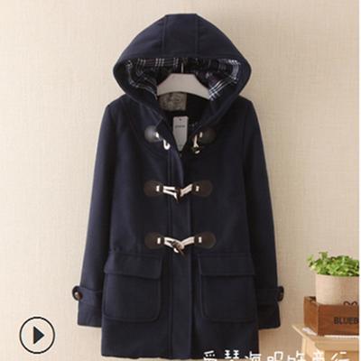 College Style Japanese Cute Coat Medium Long Ox Horn Buckle Student JK Coat Camel Winter Coat