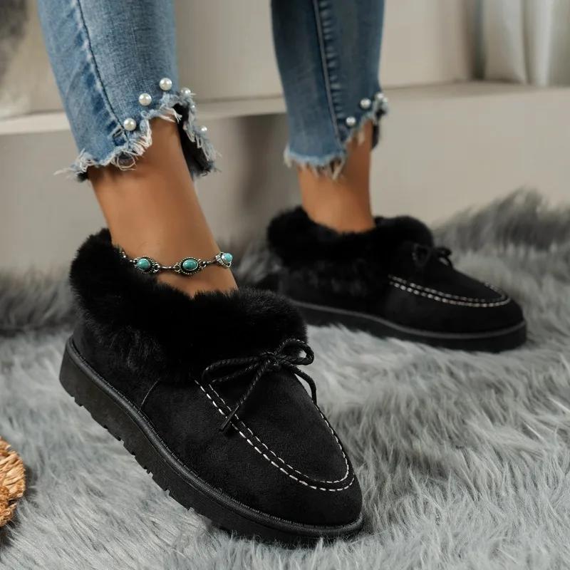 Fashion Ladies Shoes 2024 Brand Slip-on Women's Boots Fashion Turned-over Edge Daily Boots Women Winter Short Plush Keep Warm Snow Boots