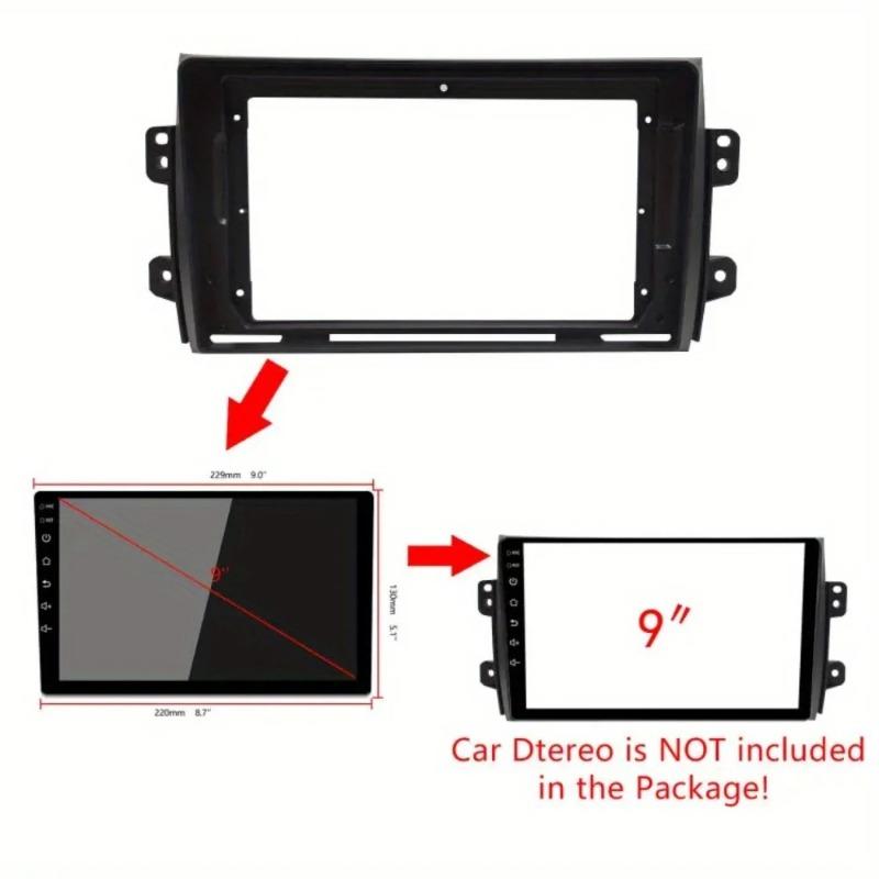 For SUZUKI SX4 2006-2014 Black 9Inch ABS Car Center Console Frame Trim Cover Interior Decor