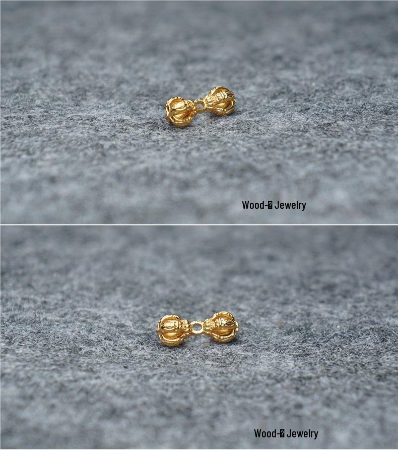 Gold Plated S925 Silver Vajra Spacer Bead for DIY Bracelet Pendant