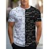 Summer Round Neck 3D Color block Print Top Fashionable Casual Short Sleeved Men's T-shirts