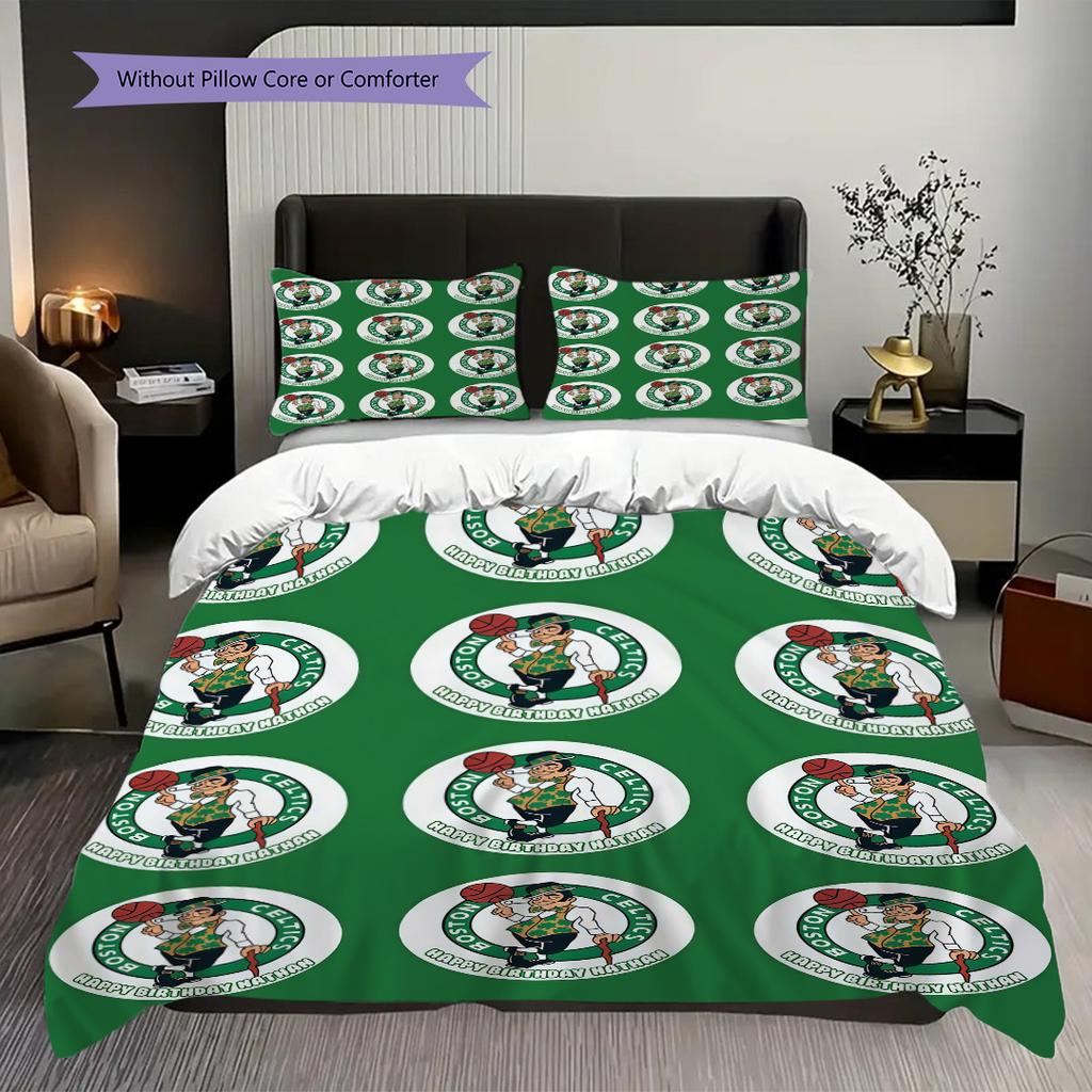 Biancheria da letto con spirito di squadra dei Boston Celtics(1 * copripiumino + 2 * federa, senza nucleo)Regalo di compleanno di Natale Copripiumino e federa