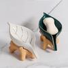 Modern Ceramic Soap Holder NonSlip Base Golden Leaf Pattern Soap Dish Organizers Tray for Bathroom Kitchen Essential