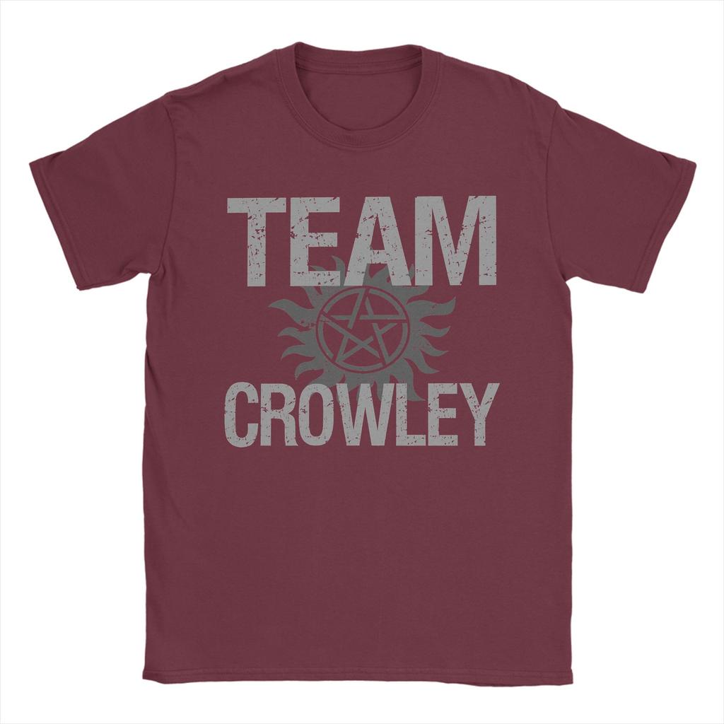 Unisexs TShirts Supernatural Team Crowley Leisure 100 Cotton Tee Shirt Short Sleeve T Shirts Crew Neck Clothing Plus Size