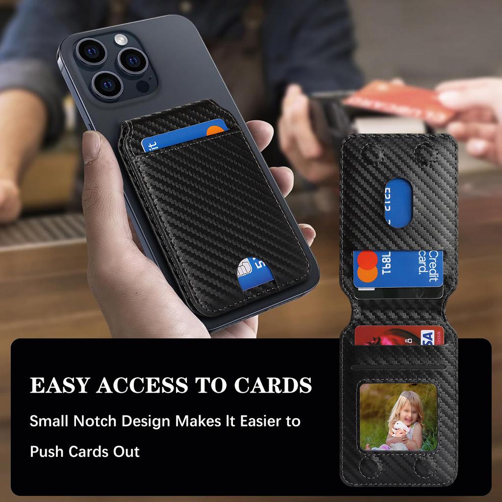 Magnetic Cellphone Back Card Bag 5 Card Slots PU Leather Phone Kickstand