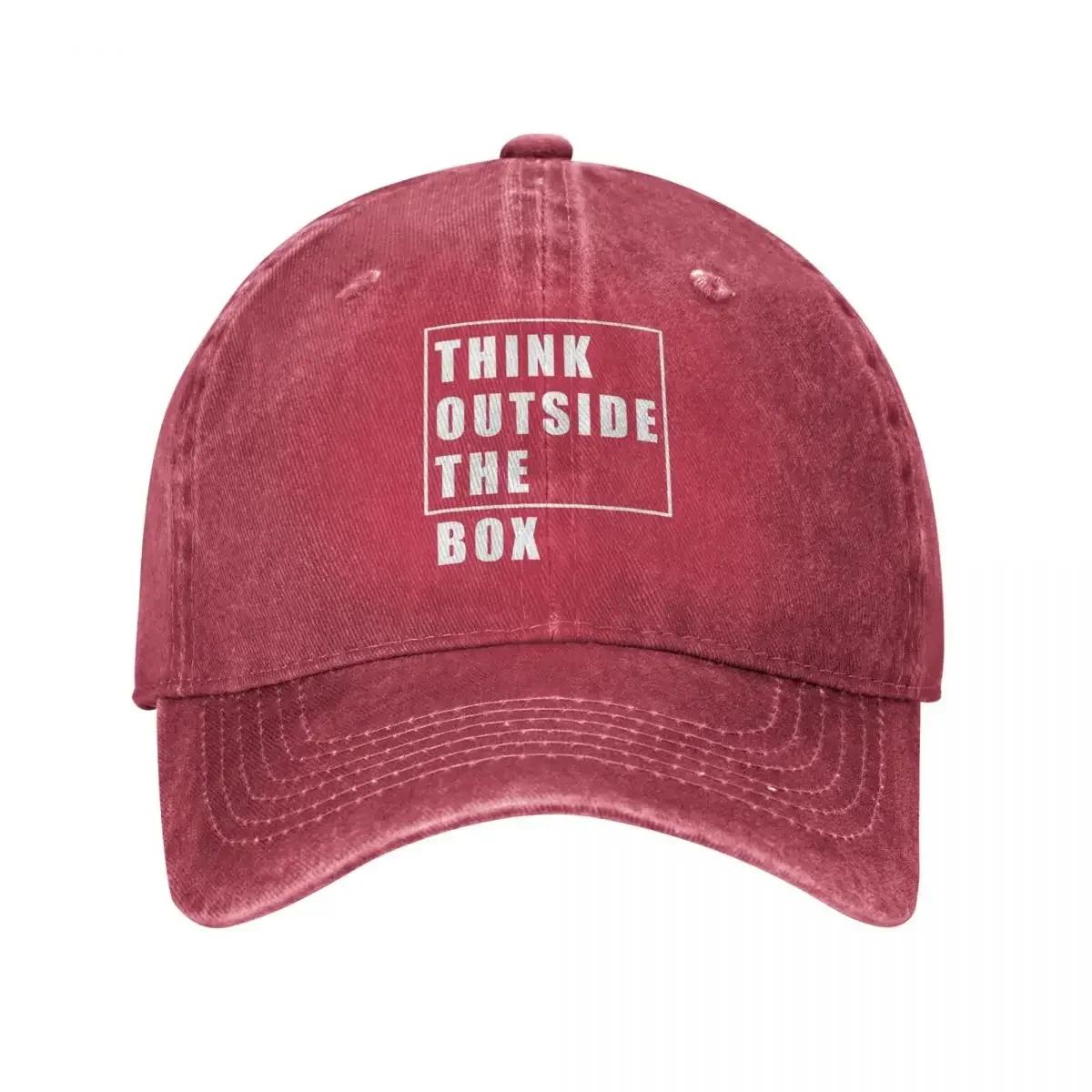 Vintage Think Outside The Box Baseball Cap for Unisex Women Distressed Cotton Sun Cap Outdoor All Seasons Unstructured Soft Hat Cap One Size