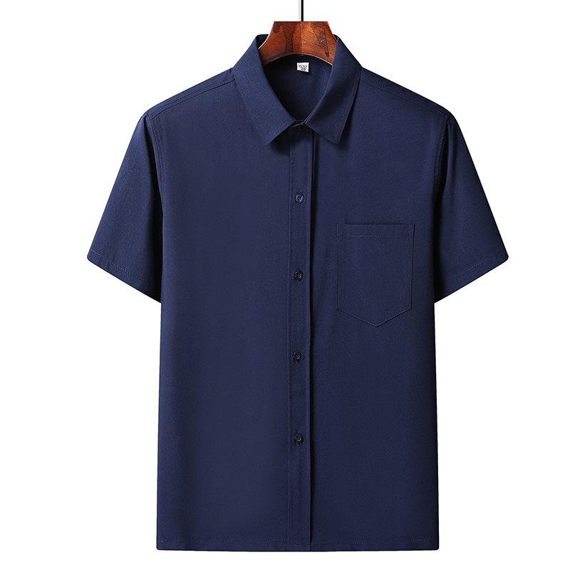 Men's Ice Silk Short-Sleeve Loose Lapel Shirt for Middle-Aged & Elderly
