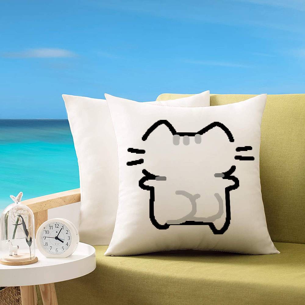 Cute B-Basiilleaf Cat Customizable Square Pillowcases, Stylish And Soft, Perfect For Beds, Cars, And Sofas.