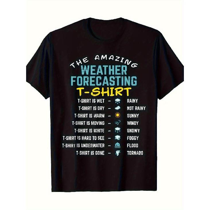 Men's & Women's Magical Weather Forecast T-Shirt - 7-Day Weekly Forecast Icons (Monday-Sunday), Retro Style All-Season Casual Short Sleeve Tee with