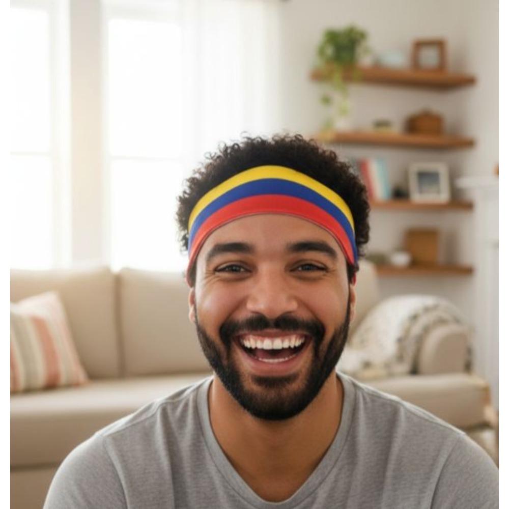 PESENAR Kolumbien Ecuador Flaggenfarben Dehnbares Stirnband Patriotisches Sportaccessoire für Spiele und Veranstaltungen
