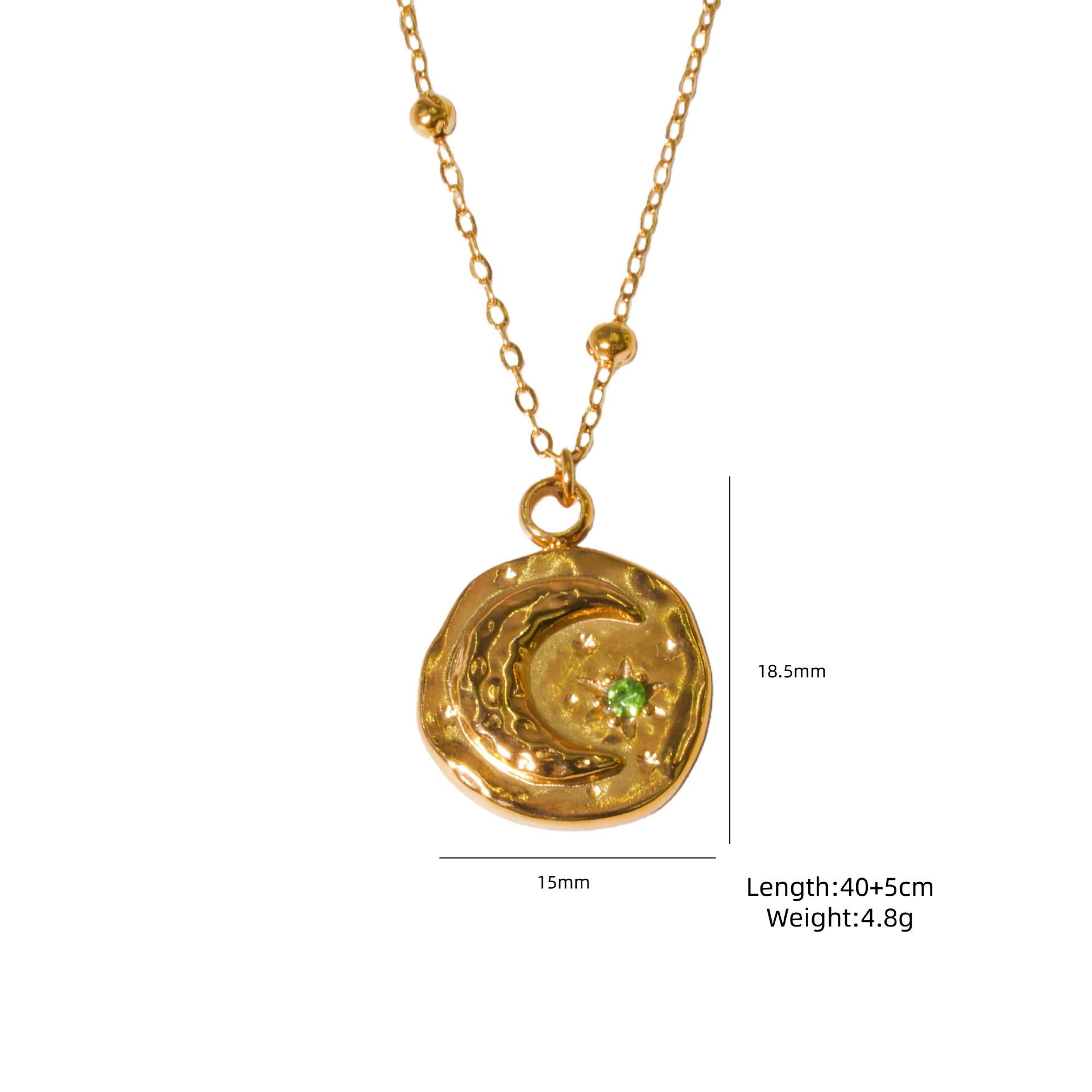 Stainless Steel 18K Gold-plated Colorful Crystal Pendant Necklace, Fashionable and Personalized Jewelry