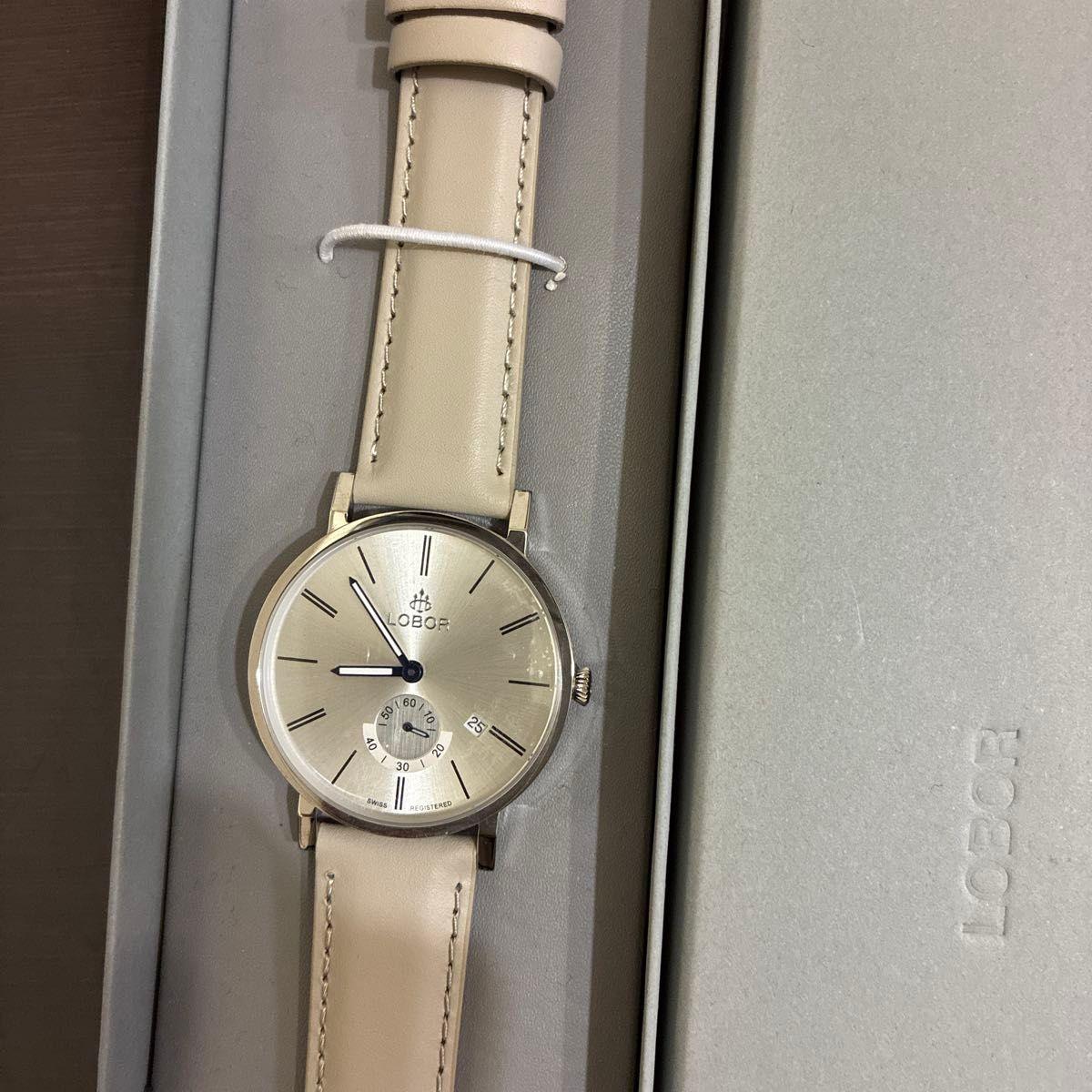 Used LOBOR watch beige leather belt