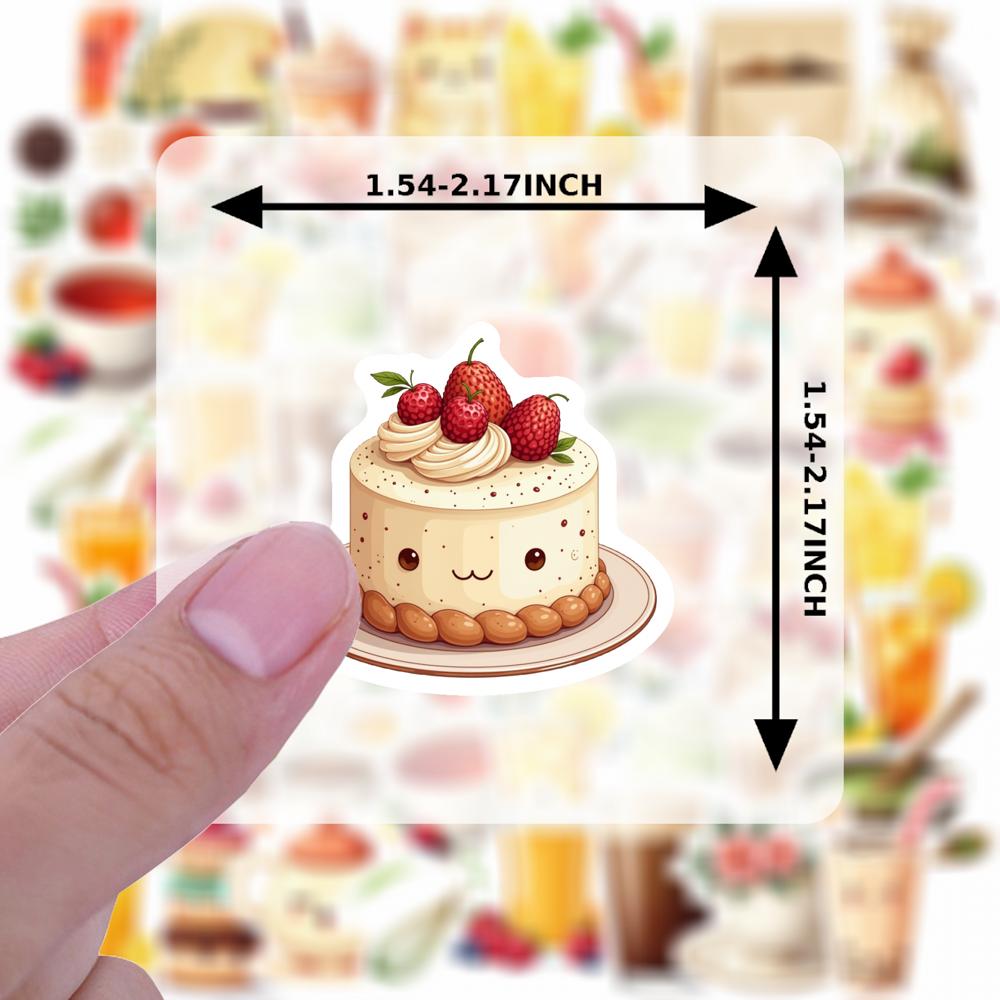 35-70pcs Beverage Dessert Stickers Aesthetic Decals Decoration Phone Luggage Water Bottle Graffiti Sticker School Supplies