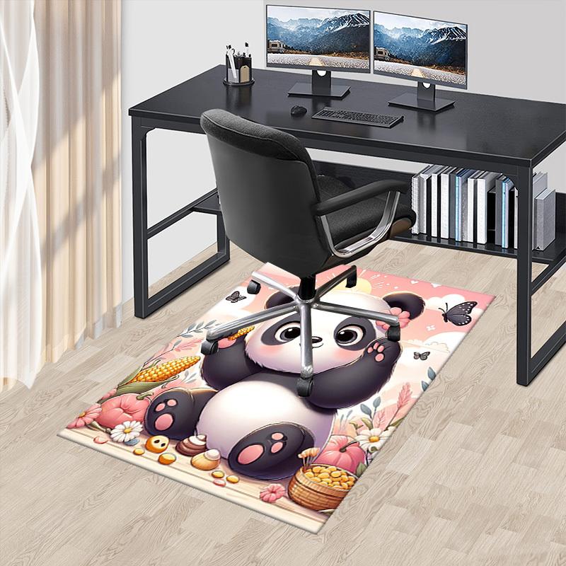 

1pc Panda with Flower Chair Mat - Anime Cartoon Design, Non-Slip Carpet for Office Chair, Suitable for All Seasons, Home Decor, Living Room, Bedroom, 60cm by 90cm