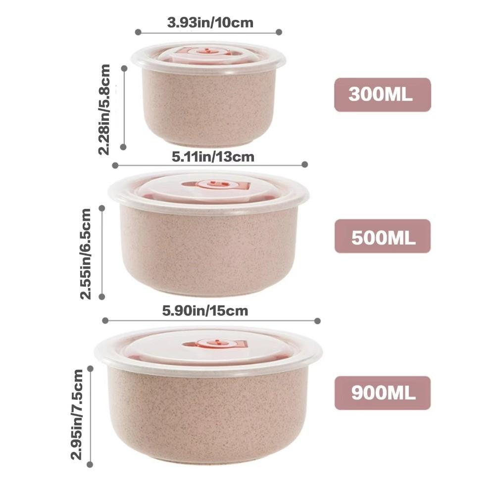 3pcs Portable Lunch Box Set Storing Fruits Vegetables Ramen Bowl Food Storage Containers with Lids Rice Bowls