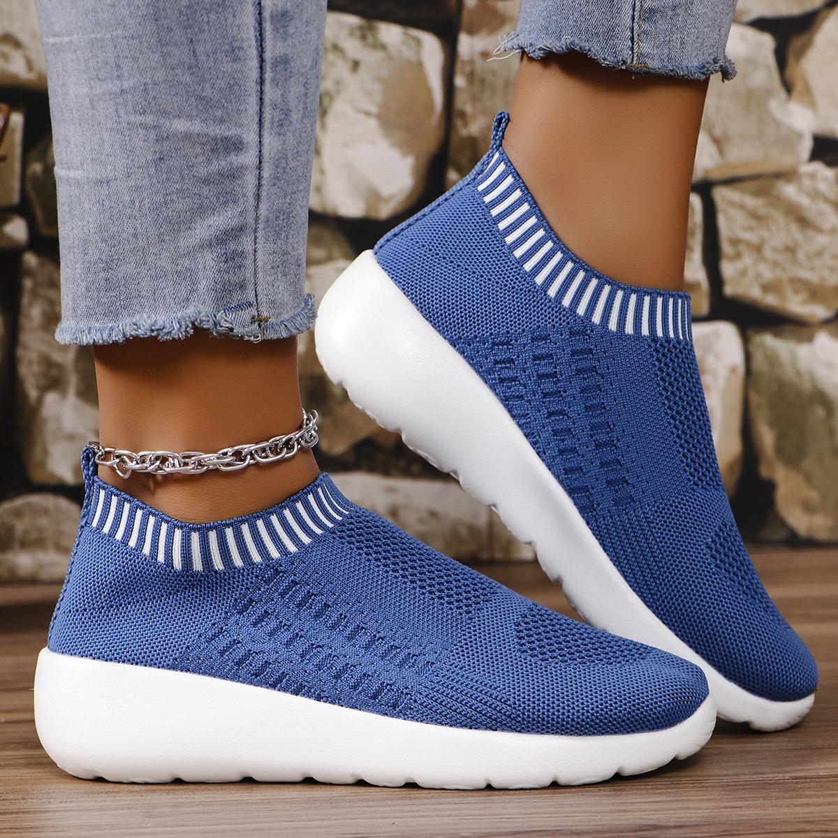 модные сетчатые дышащие вязаные кроссовки женские легкие нескользящие женские кроссовки — фото 7