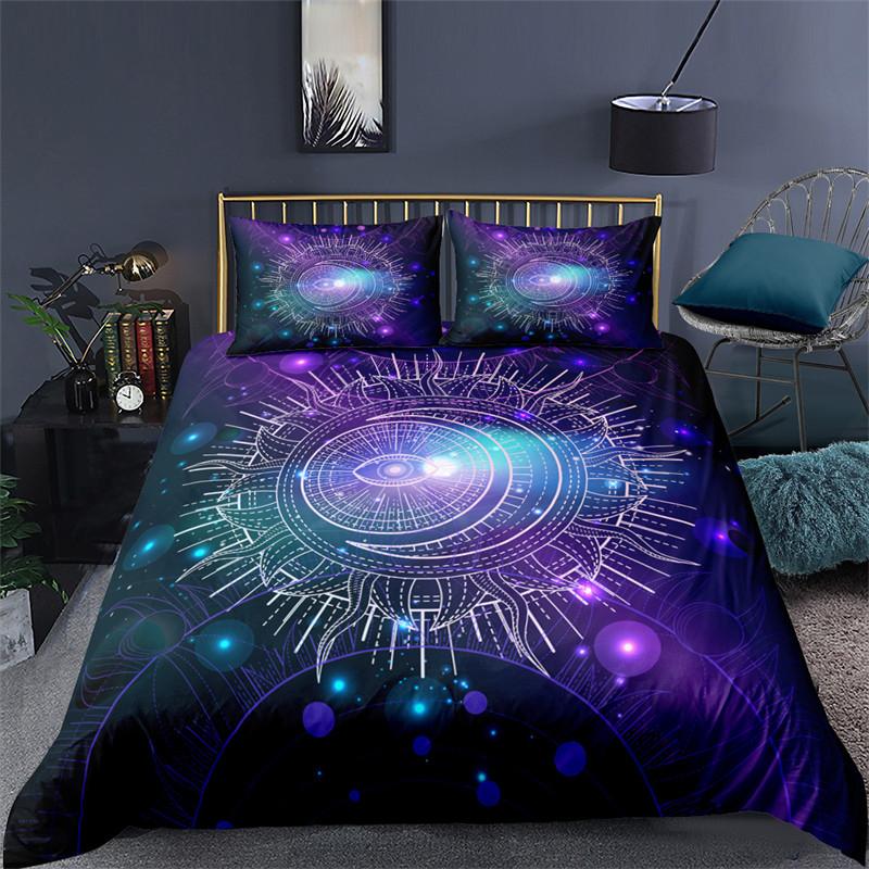 Soft Bohemian Chic Colorful Mandala Bedding Set Microfiber Galaxy Print Duvet Cover With Zipper Closure Pillow Case Home Textile
