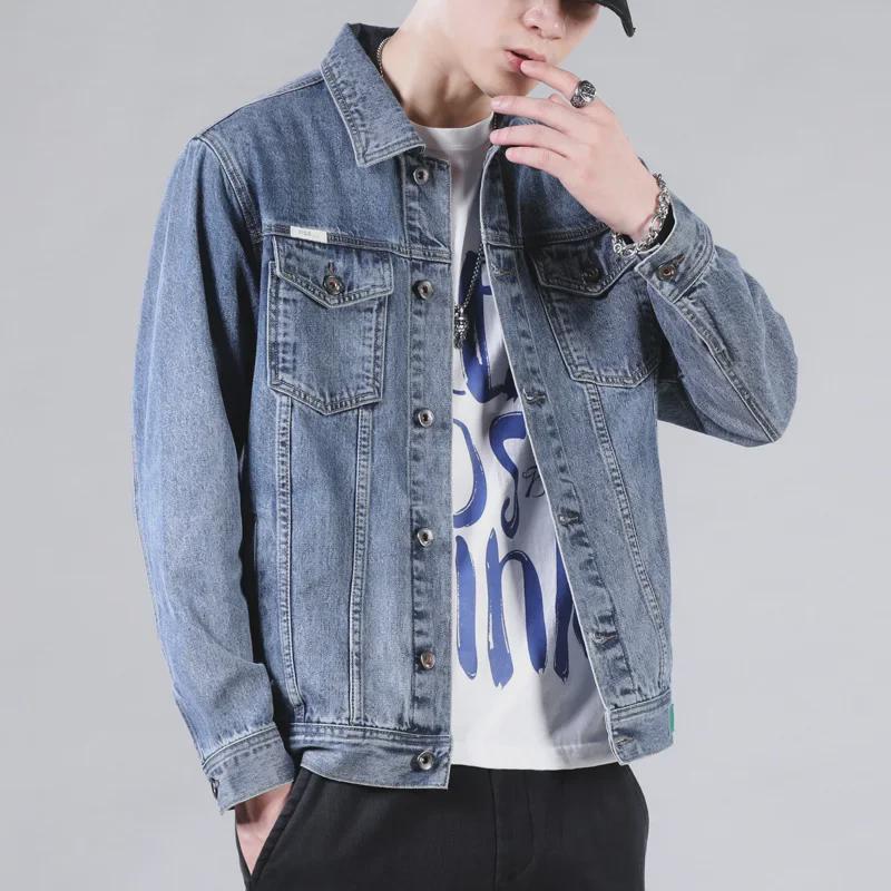 Men's Trendy Retro Loose-Fit Denim Lapel Jacket - Stylish Spring & Autumn Workwear Top