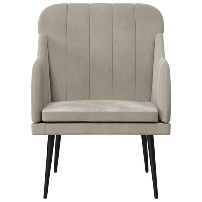 351454 vidaXL Fauteuil Gris clair 63x76x80 cm Velours